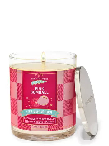 Pink Gumball Single Wick Candle
