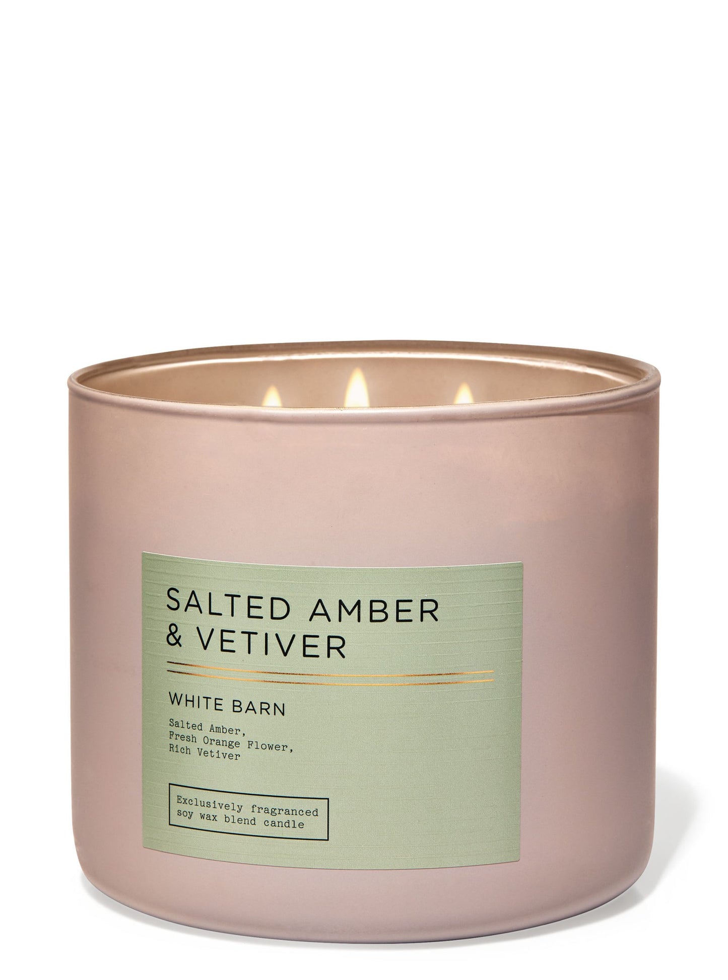Salted Amber & Vetiver 3-Wick Candle - White Barn