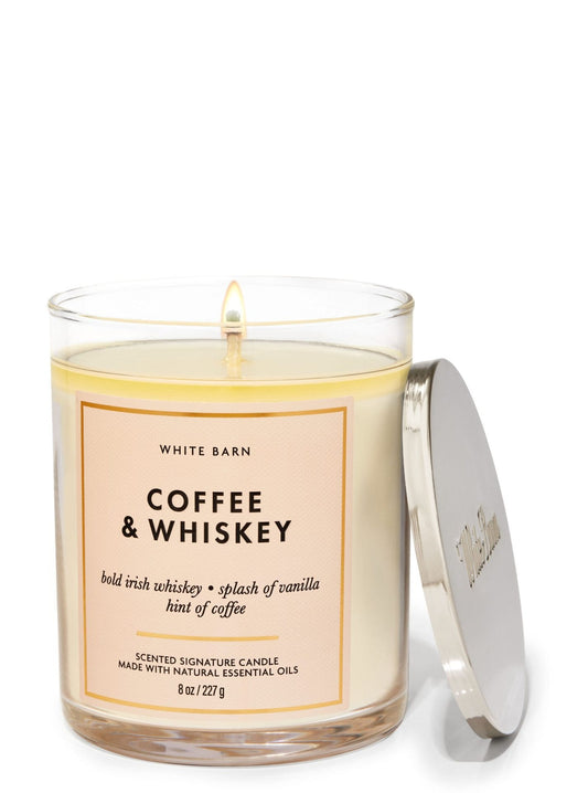 Coffee &amp; Whiskey Single Wick Candle - White Barn