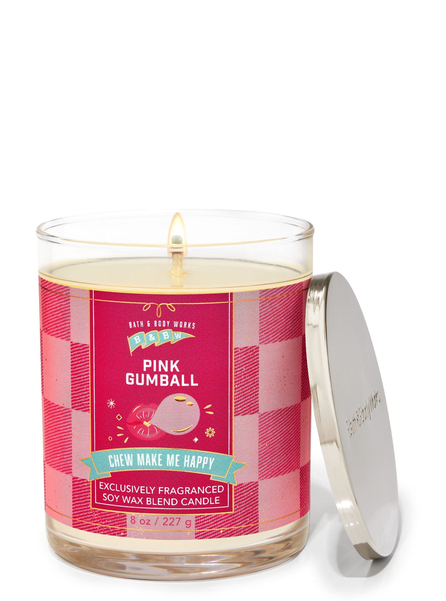 Pink Gumball Single Wick Candle