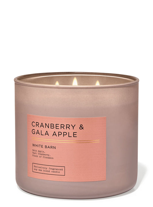 Cranberry &amp; Gala Apple 3-Wick Candle - White Barn